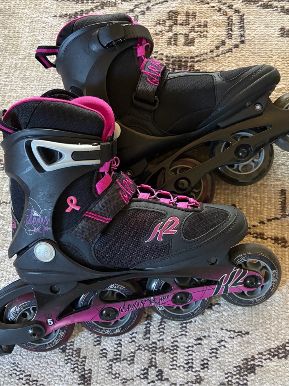 Women’s K2 Alexis X Pro Inline Rollerblades Size 6.5 Black Pink Skates Soft Boot - Picture 2 of 8